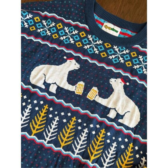 NEW Tipsy Elves Polar Bear Party Beer Cheers Ugly Christmas Sweater 4XL - Picture 3 of 5